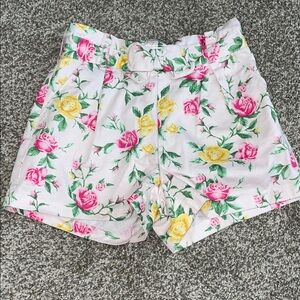 Janie and Jack High Waist Floral Shorts - Pink and Yellow